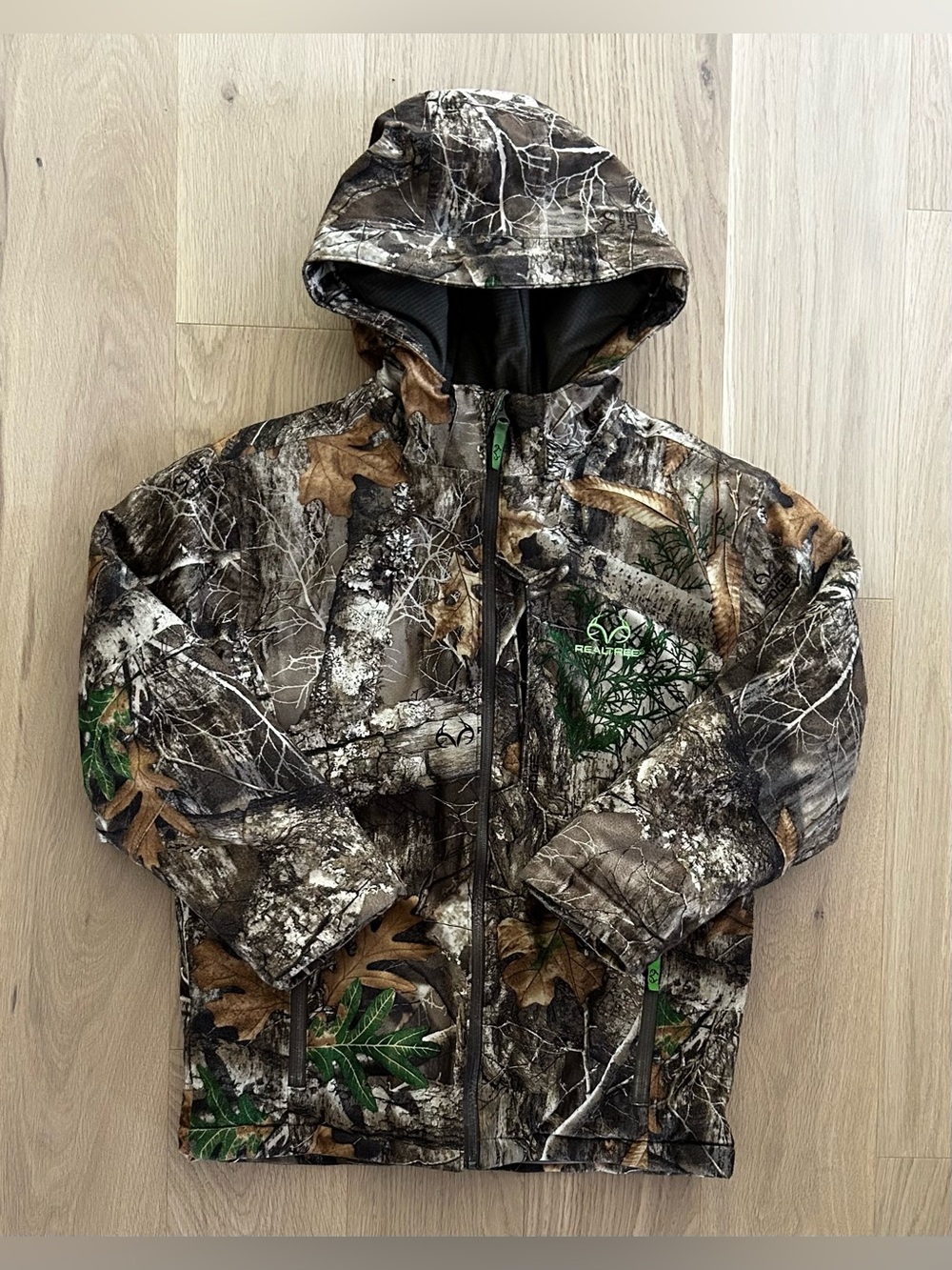 Youth Realtree Edge Camo Hooded Lined Hunting Jacket - Size Youth 18 (XL)